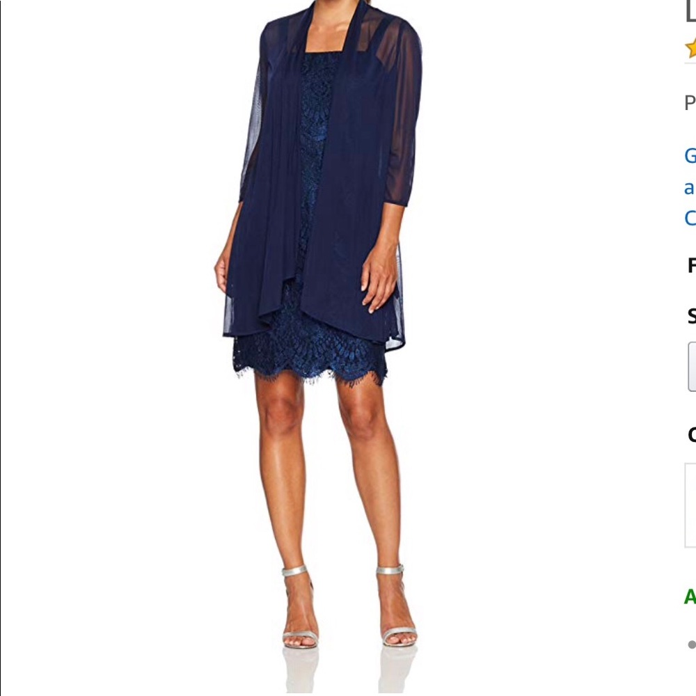 R & M Richard’s lace dress and sheer mesh jacket